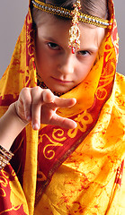 Image showing little girl in traditional Indian clothing and jeweleries