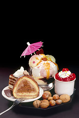 Image showing Cakes and ice-cream