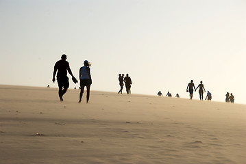 Image showing People on the dune top in Jericoacoara Beach