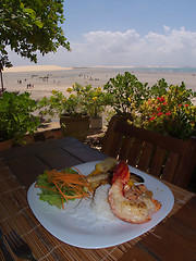 Image showing Jericoacoara Beach seen from a restaurant
