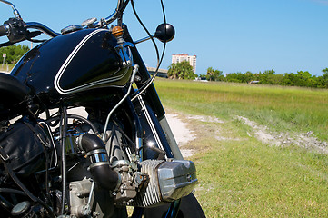 Image showing antique motorcycle on dirt road