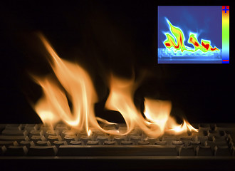 Image showing Burning Keyboard with Thermal Image