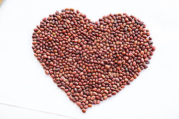 Image showing Heart of red beans on a white background