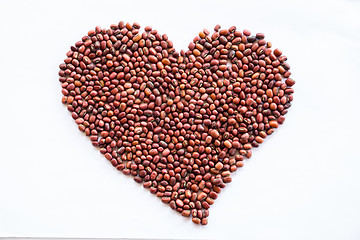 Image showing Heart of red beans on a white background