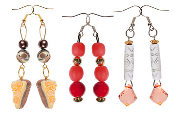 Image showing Earrings-pendants handmade on white background