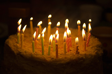 Image showing Birthday cake with candles