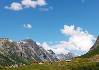 Image showing Village at the foot of mountain in Norway