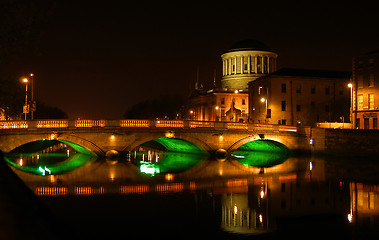 Image showing Liffey by night, Dublin, Ireland