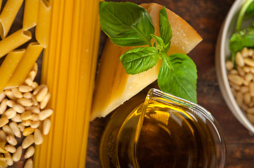 Image showing Italian basil pesto pasta ingredients