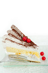 Image showing whipped cream and ribes dessert cake slice