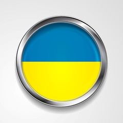 Image showing Vector button with stylish metallic frame. Ukrainian flag