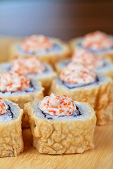 Image showing cream cheese and tobico sushi roll