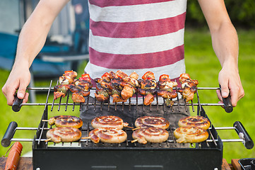 Image showing Barbecue with shlashlick and sausage