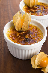 Image showing French dessert - cream brulee, burnt cream 