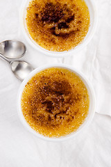 Image showing French dessert - cream brulee, burnt cream 