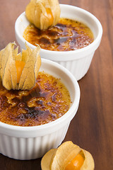 Image showing French dessert - cream brulee, burnt cream 