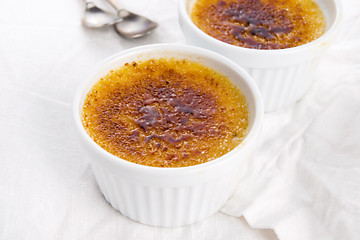 Image showing French dessert - cream brulee, burnt cream 