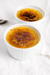 Image showing French dessert - cream brulee, burnt cream 