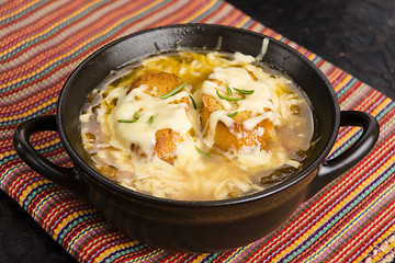 Image showing French onion soup with ingredients