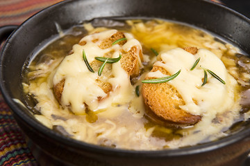 Image showing French onion soup with ingredients