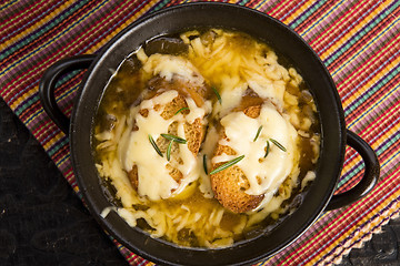 Image showing French onion soup with ingredients