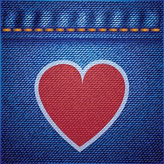 Image showing jeans background and heart