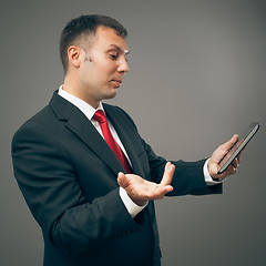 Image showing business man with tablet pc