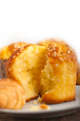 Image showing fresh baked muffin and croissant mignon