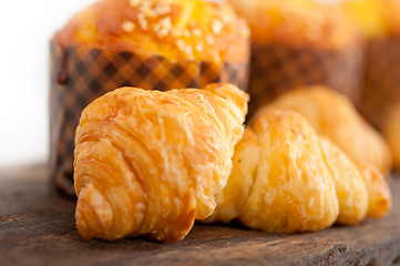 Image showing fresh baked muffin and croissant mignon