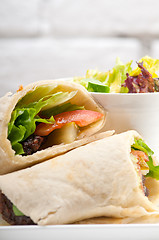 Image showing kafta shawarma chicken pita wrap roll sandwich