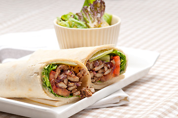 Image showing kafta shawarma chicken pita wrap roll sandwich