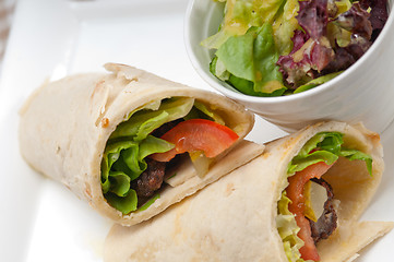 Image showing kafta shawarma chicken pita wrap roll sandwich