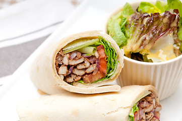 Image showing kafta shawarma chicken pita wrap roll sandwich