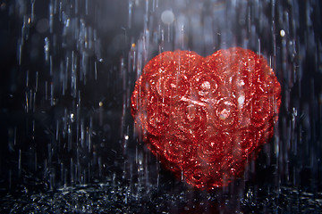 Image showing Heart in rain