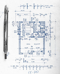 Image showing Construction plans with accessories