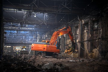 Image showing Industrial interior with bulldozer inside