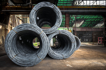 Image showing Large coil of Aluminum wire