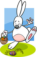 Image showing bunny and easter eggs cartoon illustration