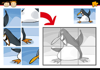 Image showing cartoon penguin jigsaw puzzle game
