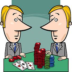 Image showing businessmen playing poker cartoon