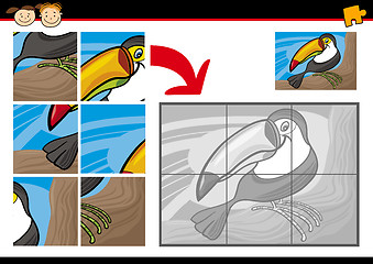 Image showing cartoon toucan jigsaw puzzle game
