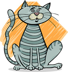 Image showing tabby gray cat cartoon illustration