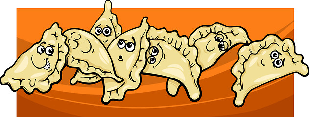 Image showing pierogi or dumplings cartoon illustration