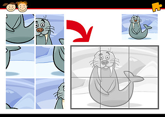 Image showing cartoon walrus jigsaw puzzle game