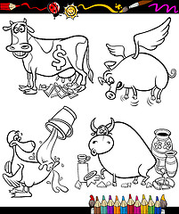 Image showing Sayings Cartoon Set for coloring book