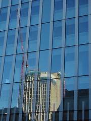 Image showing Reflection of a building under construction