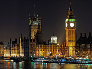 Image showing Westminster palace and Big Ben at night, London, december 2013