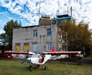 Image showing Small airplane in little airport