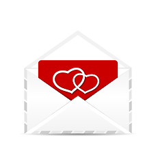Image showing Open envelope with valentine postcard