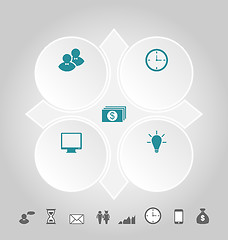 Image showing Modern design circles with info graphic icons